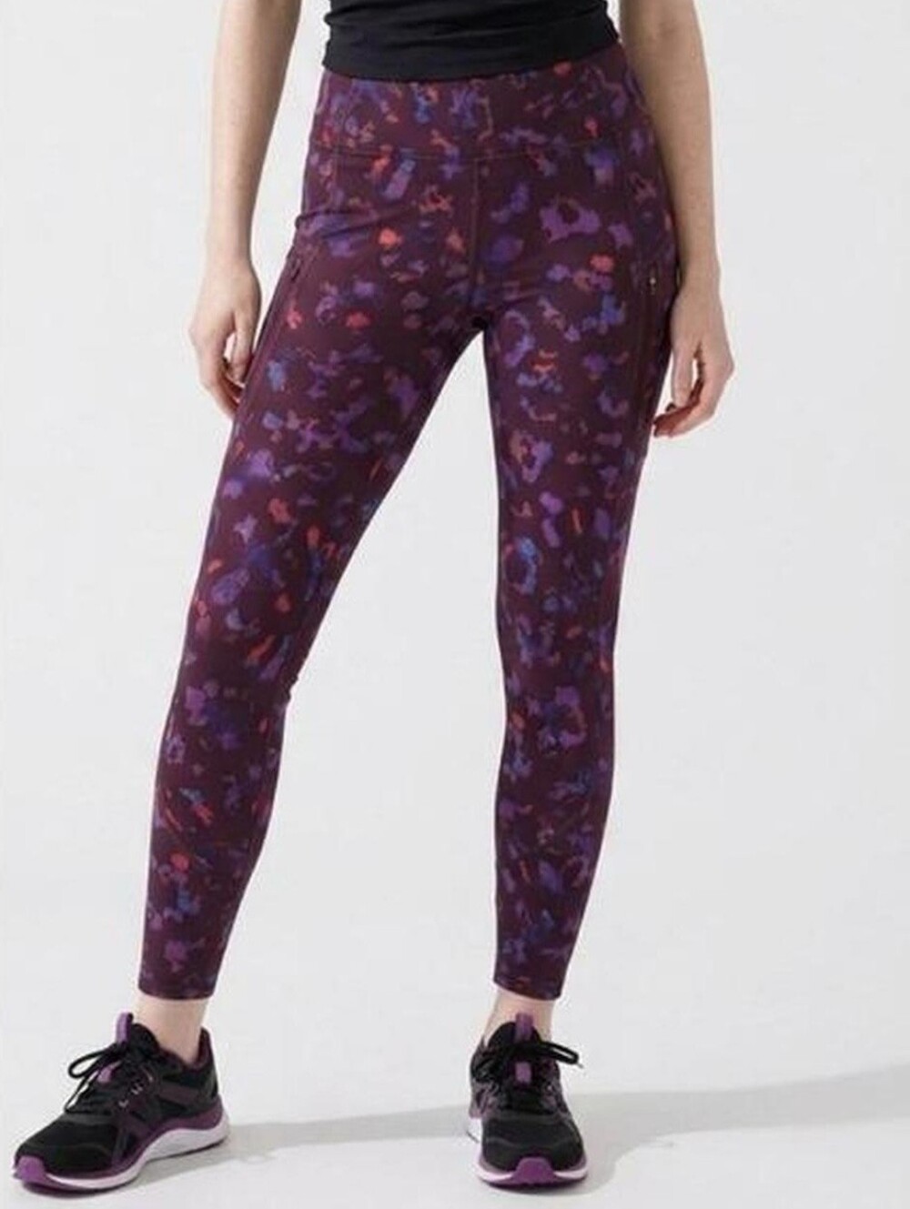 Athleta Rainier Leopard Print Tights Purple Women’s Leggings Size S